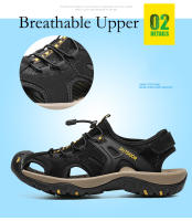 Sandalias de marca de verano para hombre, zapatillas de cuero genuino para hombre, sandalias de gladiador para playa para hombre, zapatos suaves y cómodos para caminar al aire libre - details 6