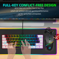 Teclado con cable RGB de 61 teclas, Mouse para juegos, Kit de oficina, retroiluminación, 12800dpi, programable, Combos para PUBG Gamer - details 10