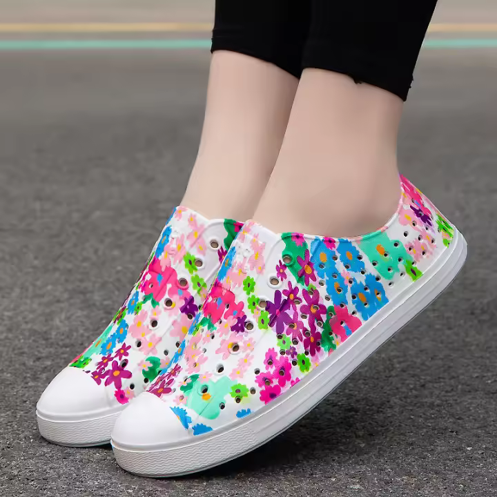 Agujero zapatos pareja verano nuevo graffiti transpirable impermeable hombres y mujeres ocio playa vadeando sandalias huecas - 1