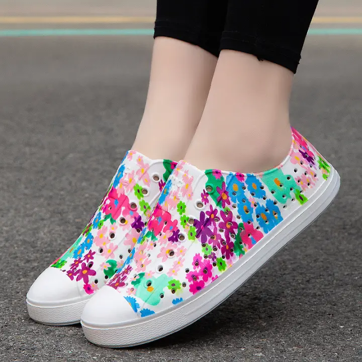 Agujero zapatos pareja verano nuevo graffiti transpirable impermeable hombres y mujeres ocio playa vadeando sandalias huecas - 1