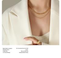 Nuevo collar de doble capa con temperamento de nicho, collar de clavícula de acero titanio con baño de oro de 18k, joyería para mujer - details 2