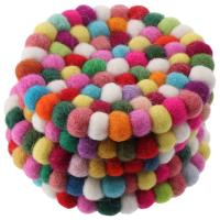 Posavasos de bola de fieltro redondo, almohadilla de aislamiento de lana hecha a mano, estera de copa pequeña, 5 piezas, 4 pulgadas - details 4