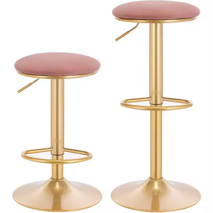 Taburetes Bar de Altura Ajustable Entre 60 y 80,5 cm, Giratorios 360 °   con Asiento Terciopelo - 1