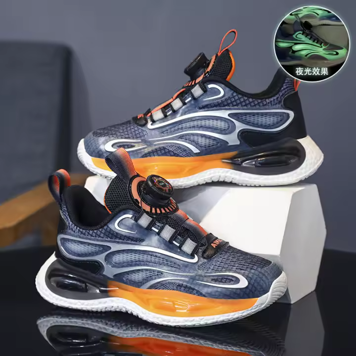 Zapatillas deportivas azules luminosas de malla con botones giratorios para niños - 1
