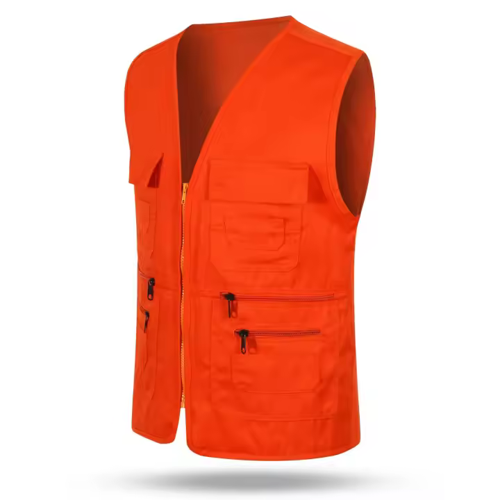 Chaleco de algodón cómodo de color sólido para invierno, sudadera holgada con cuello en V y cremallera, chaleco informal sin capucha para todas las estaciones - 1
