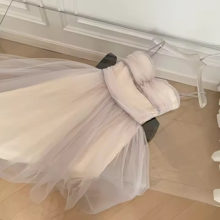 Vestido de Cintura Ajustada de Camisola de Chiffon Estilo Socialité Francés Vibra de Alta Gama - 1