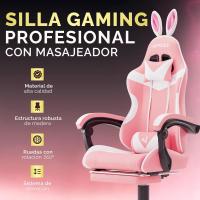 Silla de Juegos Profesional con Masajeador Ergonómica de Oficina con Altura Ajustable y Respaldar Rebotable - details 34
