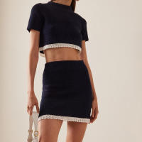 Conjunto corto elegante para mujer primavera-verano 2025 estilo casual europeo con falda de encaje diseño exclusivo y usable. - details 1