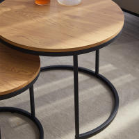 Mesa de centro de madera nórdica redonda creativa, cama, sofá, mesa lateral, servicio de aperitivos de té y fruta, escritorio pequeño, muebles de sala de estar, Juego de 2 piezas - details 3