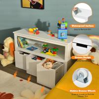 Armario para Juguetes con 3 Cajones con Ruedas, Estantería Infantil de Madera, Mueble de Almacenamiento con Estante Abierto, Contenedor para Habitación Infantil, Oficina - details 3