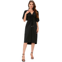 2025 Primavera/Verano Nuevo vestido negro con cuello en V para embarazadas - details 4