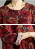Vestido Floral de Algodón Vintage Moda Casual para Mujeres Primavera Otoño - details 48