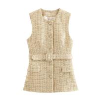 Chaleco de Tweed sin Mangas BUNO Estilo Europeo Americano Retro Otoño 2025 - details 1