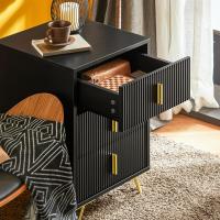 Mesita de Noche Mesa Auxiliar Mobiliario de Salón Moderno con 2 cajones L40xP40xH47 cm ES - details 22