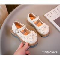 Zapatos de cuero para niñas, calzado de princesa versátil, estilo británico, sencillo, con lazo de perlas, suaves y dulces, 2024 - details 3