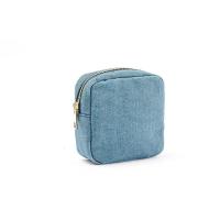 Bolsa de cosméticos de tela vaquera azul de 4 tamaños con cremallera, bolsa de almacenamiento de viaje Vintage, organizador de papelería, bolsa de maquillaje de Color sólido para mujer - details 7