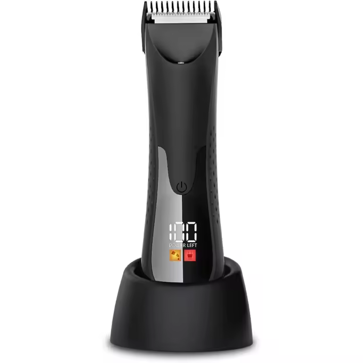 Recortador de pelo de ingle - Recortador eléctrico Manscape para hombres, recortador de bolas impermeable para el cuidado del púbico/cuerpo/ingle con cuchilla de cerámica, luz LED, base de carga - 1