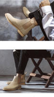 Botas Chelsea de cuero genuino para otoño e invierno, botas de hombre británicas - details 15