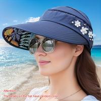 Gorra de Sol de Verano para Mujer Sombrero de Playa con Borla Ancha Gorra de Béisbol con Visera de Flor Protección Solar Casual de Viaje - details 4