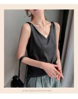 Top de Halter V para Mujer Camisola de Verano de Seda de Satén Blanco Vestido Delgado de Moda - details 29