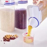 Caja de Almacenamiento de Cereales de Cocina para el Hogar Contenedor de Alimentos de Plástico Transparente PP con Taza Medidora para Arroz y Harina - details 1