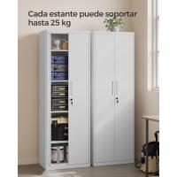 Armario de Garaje de 5 Estantes con 2 Puertas, Armario de Oficina, 40 x 80 x 180 cm, 1 Cerradura, Estantes Ajustables, Gabinete de Metal, Gris Mate OMC015G01 - details 28
