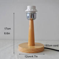 Soporte Circular de Base de madera maciza con interruptor de encendido y APAGADO para lámpara de mesa, enchufe E27, soporte para lámpara de mesita de noche para iluminación del hogar - details 8