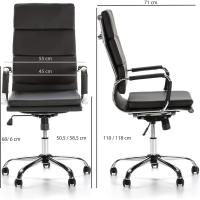 Morgan reclinable Negro, Piel sintética, Silla ejecutiva con reposacabezas y conjín engrosados, Altura Ajustable, - details 4
