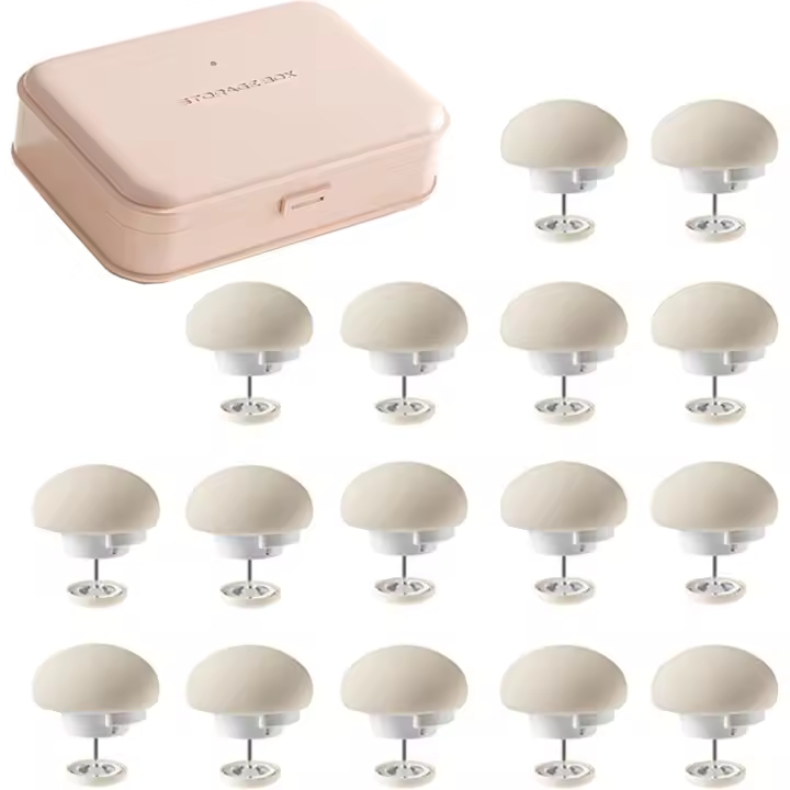 16 unidades de soportes para edredón, clips de edredón, clips de fijación con caja de almacenamiento, pinza para funda de edredón, herramienta práctica para fijar (beis, rosa, azul, verde) - 1