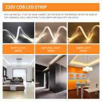 Tira de luz LED COB 220V XUNATA con conector de energía EU 288LED/m luminosidad super brillante impermeable y flexible cobre litura lineal CRI 90 - details 1