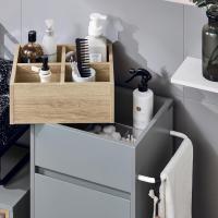 Armario Auxiliar Baño con 1 Compartimento Mueble Columna de Baño con 3 Cajones 30 x 30 x 90 cm Blanco - details 14
