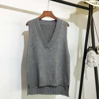 Suéter sae suelto coreano de punto con cuello en V para mujer, chaleco sin mangas, otoño e invierno - details 11