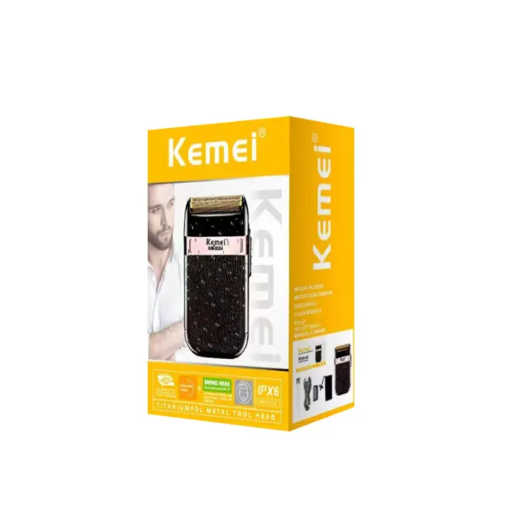 Afeitadora Eléctrica Kemei-Afeitadora Alternativa Inalámbrica de Doble Hoja Resistente al Agua - 1