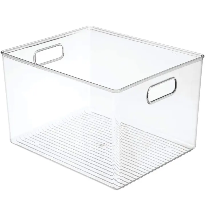 Caja de almacenamiento transparente acrílica para refrigerador, caja de almacenamiento para dormitorio y baño, 29x20x15cm - 1