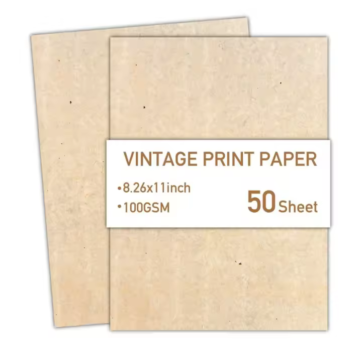 50 hojas de papel de escritura de papelería Vintage, papel de carta para álbum de recortes literario clásico Simple, papel de dibujo, manualidades DIY - 1