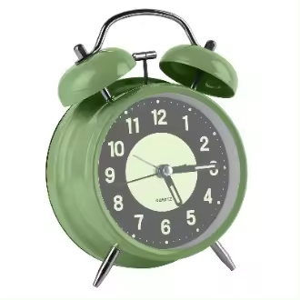 Despertador, Despertador Silencioso, Despertador con Campana, Despertador Retro con Luz (Verde Militar) - 1