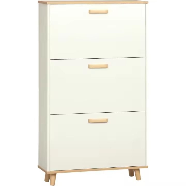 Armario de Zapatos Moderno Mueble Zapatero Estrecho con 3 Cajones Abatibles para 12 Pares de Zapatos y Estante Ajustable para Pasillo Entrada 70x23,5x122 cm Blanco - 1