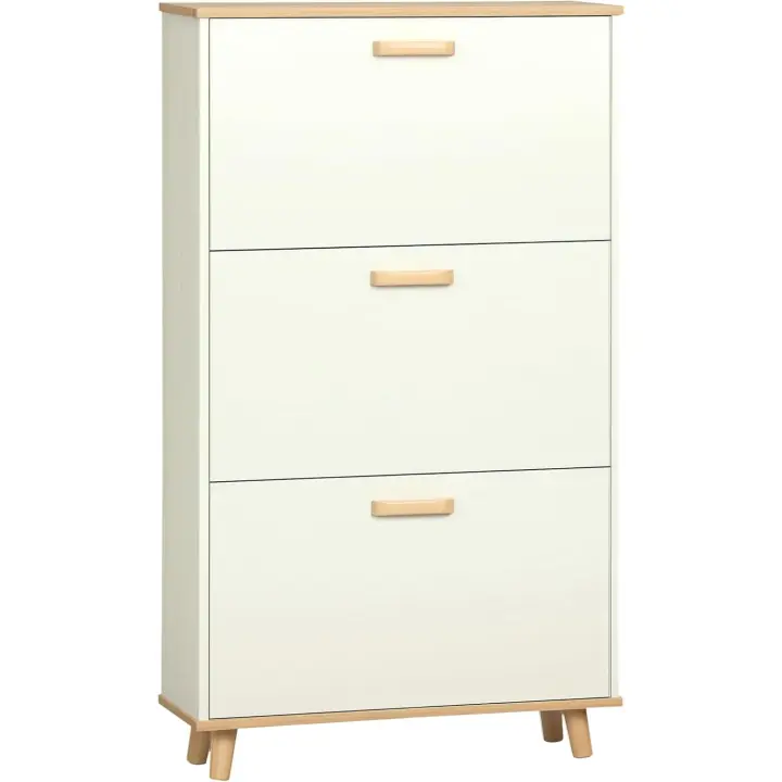 Armario de Zapatos Moderno Mueble Zapatero Estrecho con 3 Cajones Abatibles para 12 Pares de Zapatos y Estante Ajustable para Pasillo Entrada 70x23,5x122 cm Blanco - 1