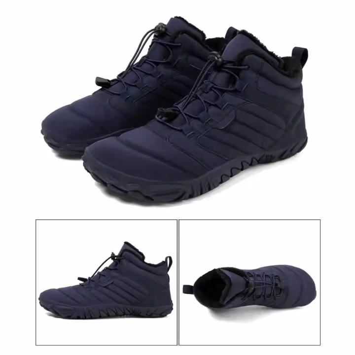 Zapatos descalzos con punta ancha para mujer y hombre, calzado minimalista forrado de piel, suela cero caída, botas de nieve cálidas para caminar al aire libre, Invierno - 1