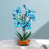 Ramo de flores de Cymbidium Faberi Bonsai, planta en maceta, decoración del hogar, bloques de construcción, juguetes para niños - details 4