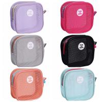 Bolsa con cierre de maquillaje de malla cuadrada bonita, bolsa de aseo transparente, bolsa de cosméticos visible para auriculares, bolsa de almacenamiento de artículos de tocador para niñas - details 0
