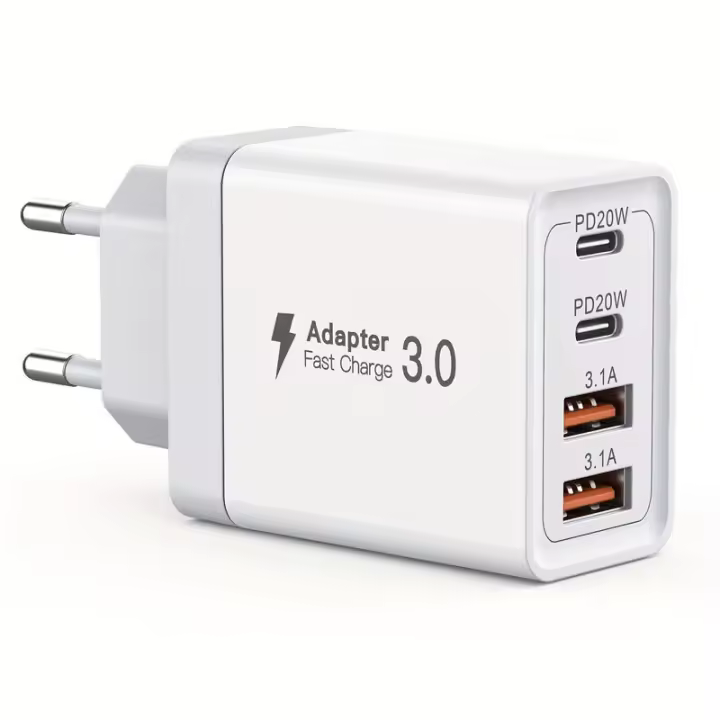 Cargador USB C de Carga Rápida Bloque de 4 Puertos, Dual PD+QC, Conector de Pared Tipo C Compatible con iPhone y Samsung Accesorios de Electrónica - 1