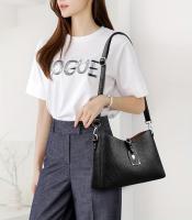 2025 Nueva Mujer Casual: Bolso Bandolera Sintético Negro Minimalista de 3 Capas con Correa Extraíble y Cierre de Cremallera para el Trabajo. - details 10