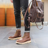 Botas de herramientas para hombres al aire libre ayuda media zapatos de cuero de estilo británico cuero genuino - details 13