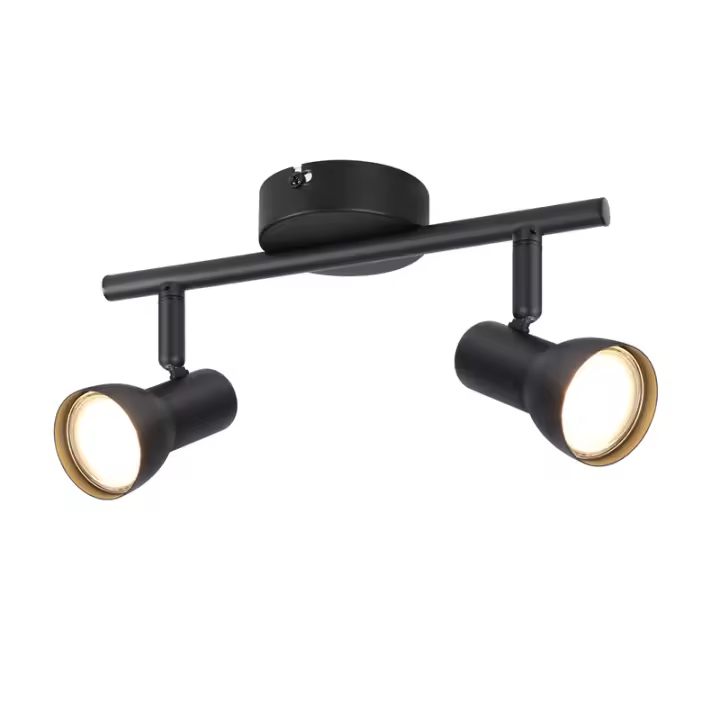 CBJKTX Foco de techo 2 llamas negro moderno GU10 metal 350 °   giro - 1