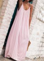 Novedad de verano, ropa informal holgada para mujer, vestido con tirantes de color liso, sevess, moda y elegante de fabricación china - details 9