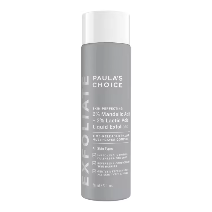 Paula's Choice Exfoliante 6% mandélico + 2% ácido láctico, decoloración exfoliante diaria suave con AHA, brillo de textura irregular, para - 1