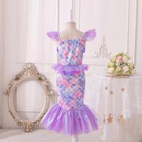 Vestido de cola de disfraz de princesa Ariel de fantasía de sirena púrpura para niña pequeña para fiesta en la playa - details 3