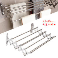 Perchero de Secado de Ropa de Acero Inoxidable Plegable 5 Barras Retráctiles para Lavandería/Baño - details 1