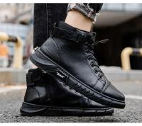 Botas de Cuero de Alta Calidad para Hombres Moda Motocicleta 2022 Botas de Trabajo Cómodas y Impermeables con Plataforma - details 10
